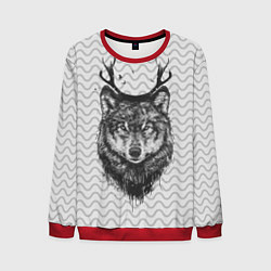 Свитшот мужской Рогатый волк, цвет: 3D-красный