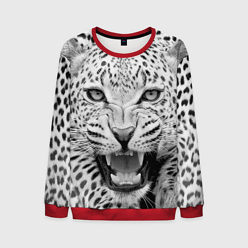 Мужской свитшот Белый леопард / 3D-Красный – фото 1
