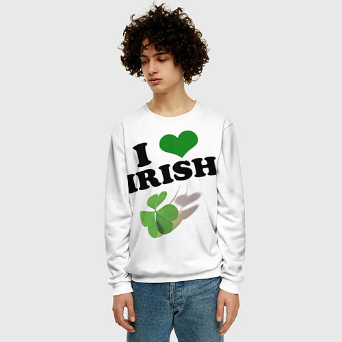 Мужской свитшот Ireland, I love Irish / 3D-Белый – фото 3