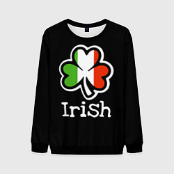 Свитшот мужской Irish - tricolor clover, цвет: 3D-черный