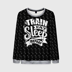 Свитшот мужской Train Eat Sleep Repeat, цвет: 3D-меланж