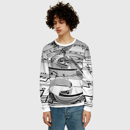 Мужской свитшот Скрипичный ключ / 3D-Белый – фото 3