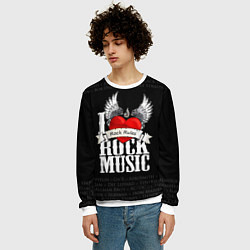 Свитшот мужской I Love Rock Music, цвет: 3D-белый — фото 2