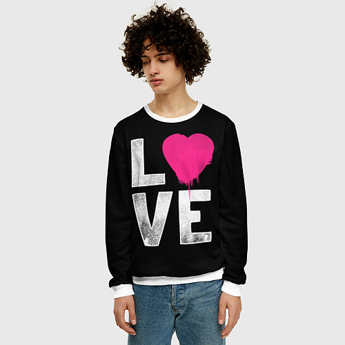 Мужской свитшот Love Heart / 3D-Белый – фото 3