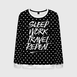 Свитшот мужской Sleep Work Travel Repeat, цвет: 3D-белый