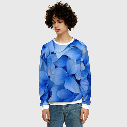 Мужской свитшот Паттерн из незабудки / 3D-Белый – фото 3