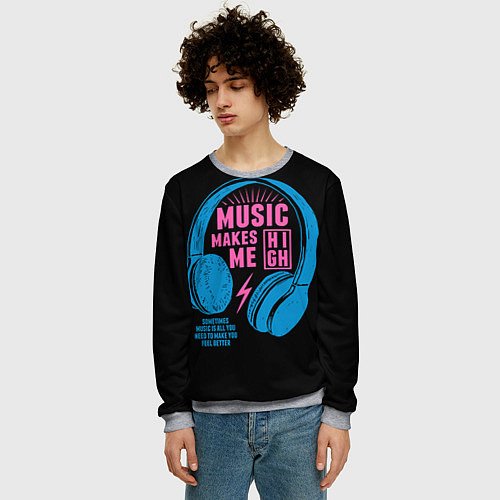 Мужской свитшот Музыка делает меня лучше / 3D-Меланж – фото 3
