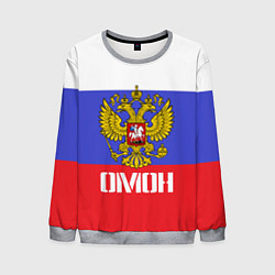 Свитшот мужской ОМОН, флаг и герб России, цвет: 3D-меланж