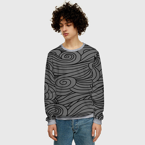Мужской свитшот Gray pattern / 3D-Меланж – фото 3