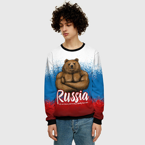 Мужской свитшот Russian Bear / 3D-Черный – фото 3