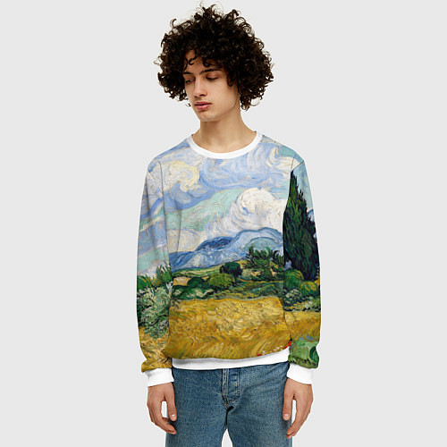 Мужской свитшот Ван Гог Картина / 3D-Белый – фото 3