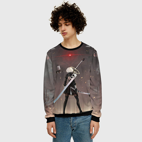 Мужской свитшот Мечница 2B: Nier / 3D-Черный – фото 3