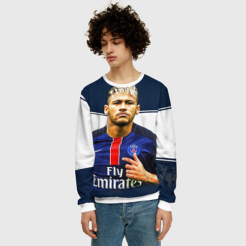 Мужской свитшот Neymar: Fly Emirates / 3D-Белый – фото 3