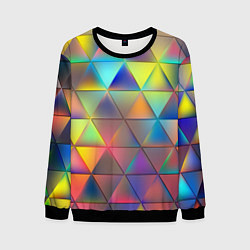 Свитшот мужской Разноцветные треугольники, цвет: 3D-черный