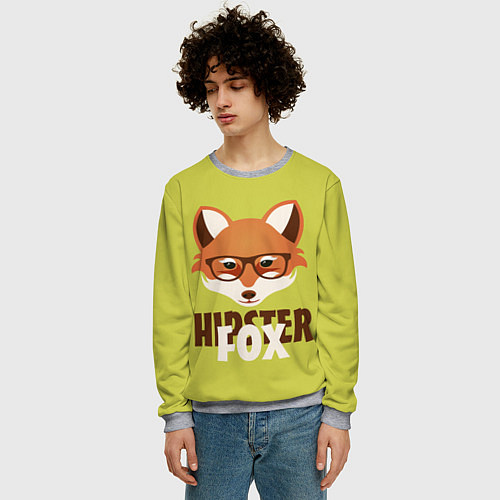 Мужской свитшот Hipster Fox / 3D-Меланж – фото 3