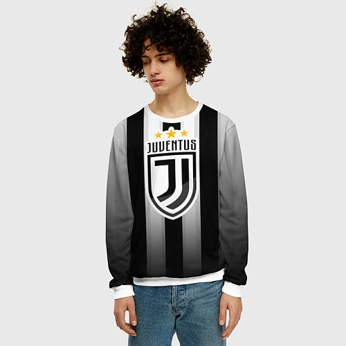 Мужской свитшот Juventus FC: New logo / 3D-Белый – фото 3