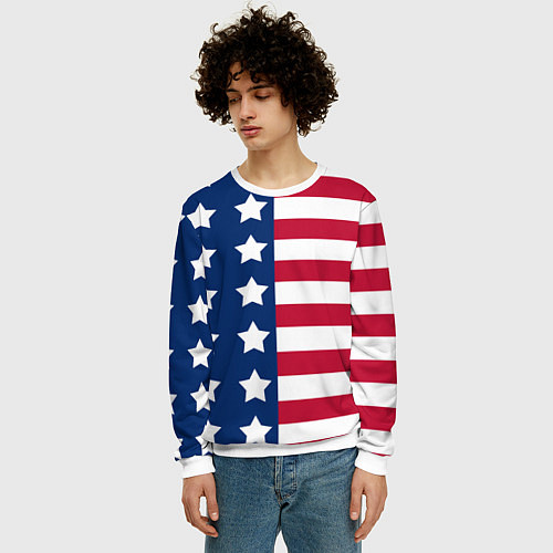 Мужской свитшот USA Flag / 3D-Белый – фото 3