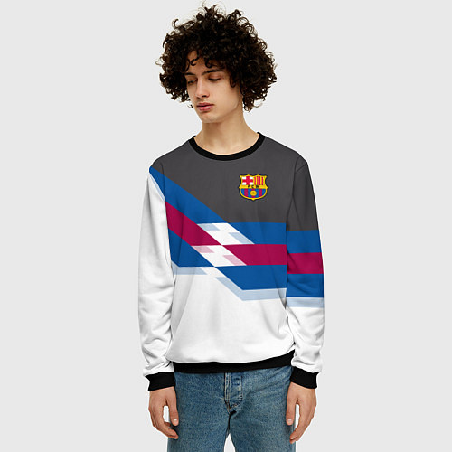 Мужской свитшот Barcelona FC: White style / 3D-Черный – фото 3