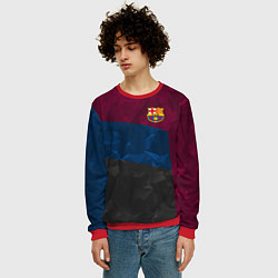 Свитшот мужской FC Barcelona: Dark polygons, цвет: 3D-красный — фото 2