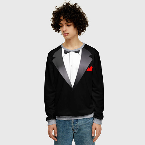 Мужской свитшот Смокинг мистера / 3D-Меланж – фото 3