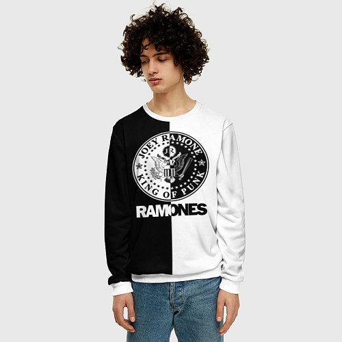 Мужской свитшот Ramones B&W / 3D-Белый – фото 3