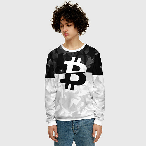 Мужской свитшот Bitcoin: Poly Style / 3D-Белый – фото 3