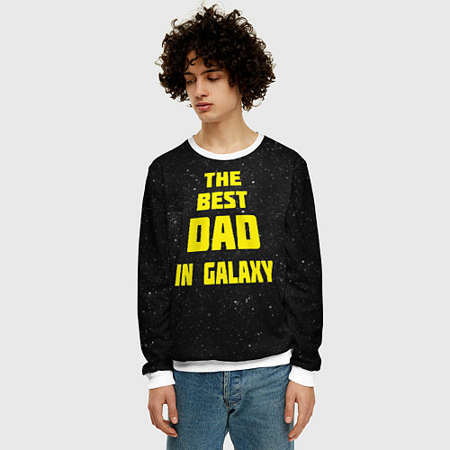 Мужской свитшот The Best Dad in Galaxy / 3D-Белый – фото 3