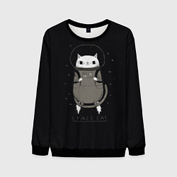 Свитшот мужской Space Cat, цвет: 3D-черный