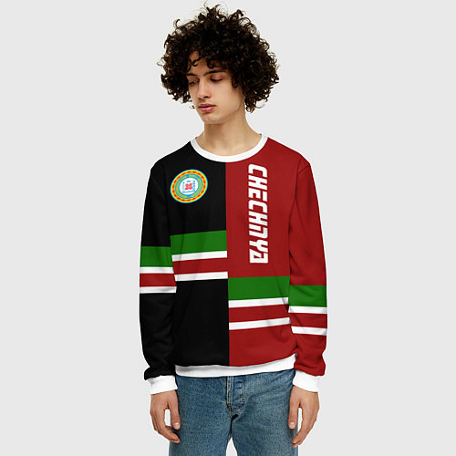 Мужской свитшот Chechnya, Russia / 3D-Белый – фото 3