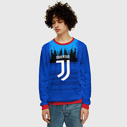 Свитшот мужской FC Juventus: Blue Abstract, цвет: 3D-красный — фото 2