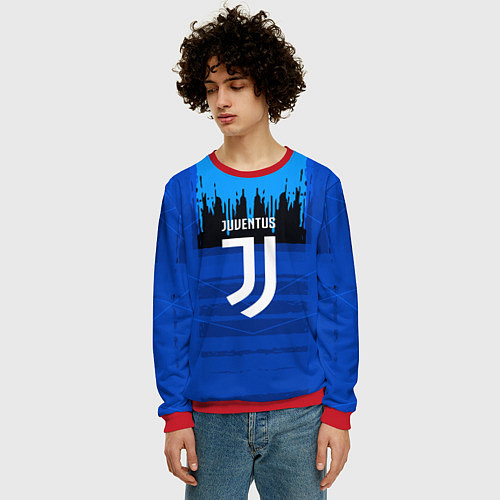 Мужской свитшот FC Juventus: Blue Abstract / 3D-Красный – фото 3