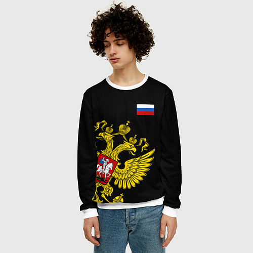 Мужской свитшот Флаг и Герб России / 3D-Белый – фото 3