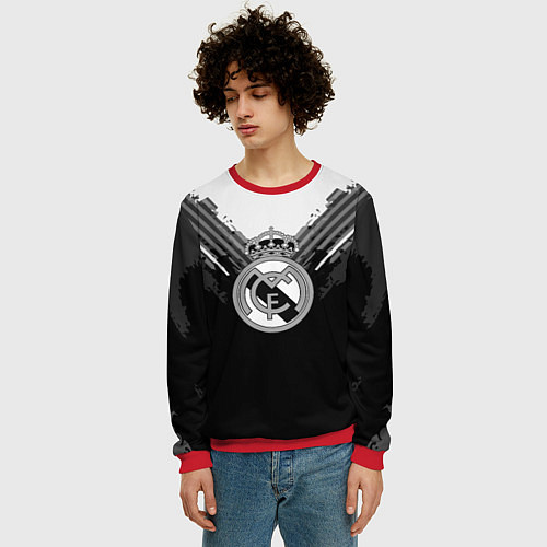 Мужской свитшот FC Real Madrid: Black Style / 3D-Красный – фото 3