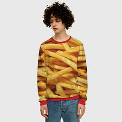Свитшот мужской Картофель фри, цвет: 3D-красный — фото 2