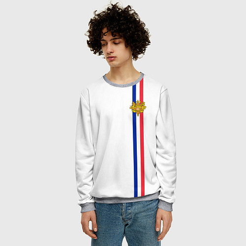 Мужской свитшот Франция: лента с гербом / 3D-Меланж – фото 3