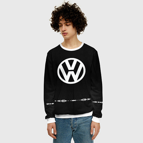 Мужской свитшот Volkswagen: Black Abstract / 3D-Белый – фото 3