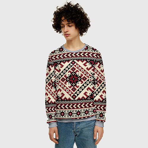 Мужской свитшот Славянский орнамент / 3D-Меланж – фото 3