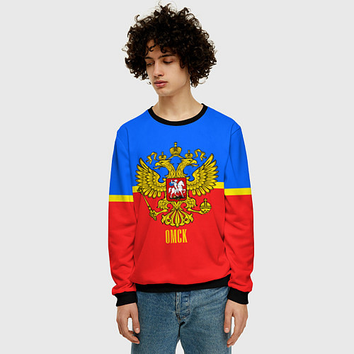 Мужской свитшот Омск: Россия / 3D-Черный – фото 3