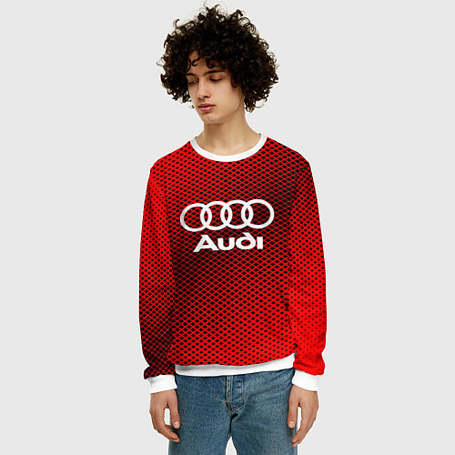 Мужской свитшот Audi: Red Carbon / 3D-Белый – фото 3