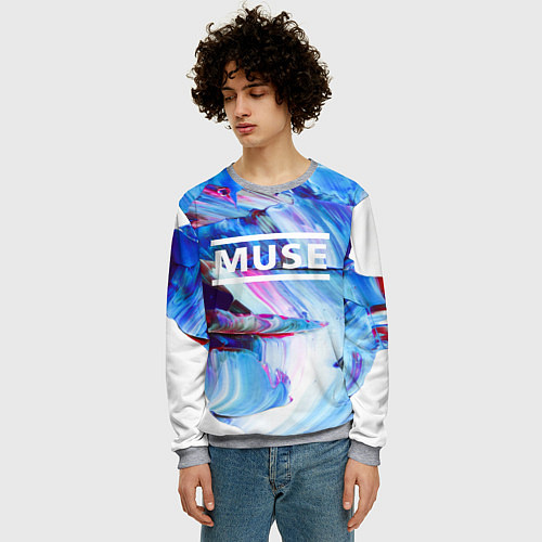 Мужской свитшот MUSE: Blue Colours / 3D-Меланж – фото 3