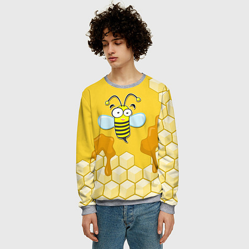 Мужской свитшот Веселая пчелка / 3D-Меланж – фото 3
