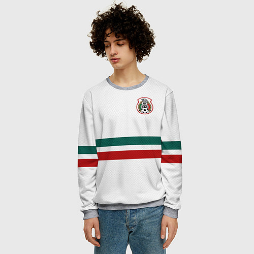 Мужской свитшот Сборная Мексики: Гостевая ЧМ-2018 / 3D-Меланж – фото 3