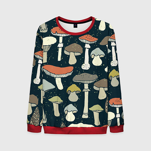Мужской свитшот Грибной лес / 3D-Красный – фото 1