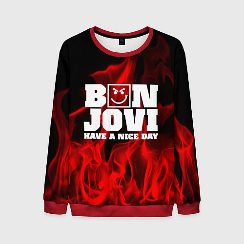Мужской свитшот Bon Jovi: Have a nice day / 3D-Красный – фото 1
