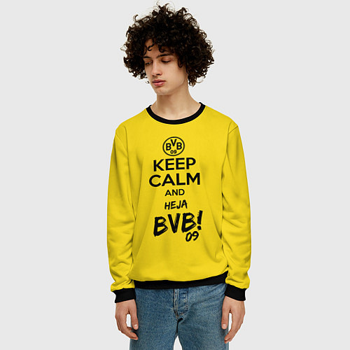 Мужской свитшот Keep Calm & Heja BVB / 3D-Черный – фото 3