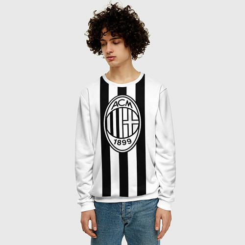 Мужской свитшот AC Milan: Black & White / 3D-Белый – фото 3