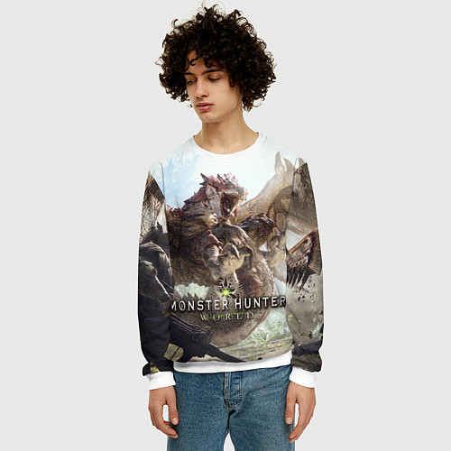 Мужской свитшот Monster Hunter: World / 3D-Белый – фото 3