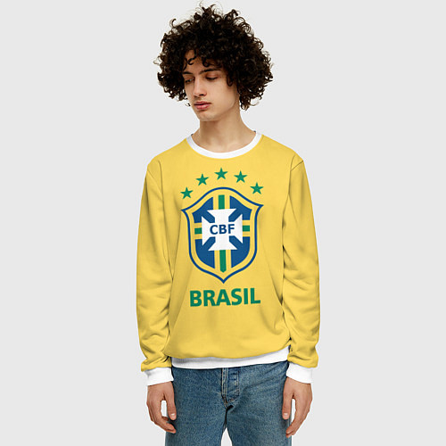 Мужской свитшот Brazil Team / 3D-Белый – фото 3
