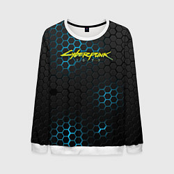 Свитшот мужской Cyberpunk 2077: Blue Carbon, цвет: 3D-белый