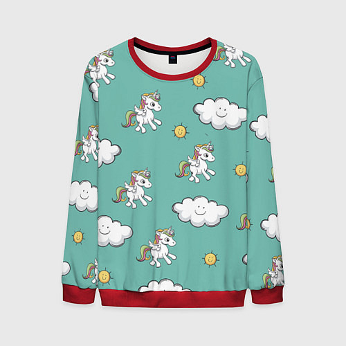 Мужской свитшот Love of Unicorns / 3D-Красный – фото 1
